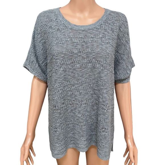 J. Jill Sweaters - J. Jill Open Knit Sweater Cotton Blend Sz LP Blue/grey NWT